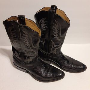 Rios Of Mercedes Men's Black Leather Western Cowboy Boots 4105 Size 10.5 D